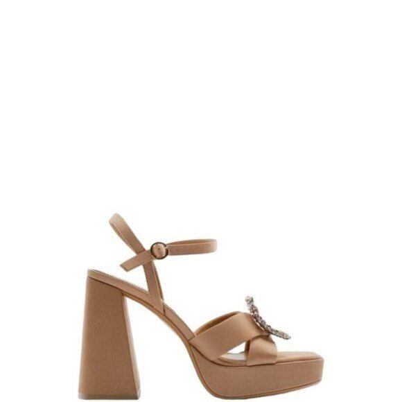 ZARA PLATFORM SANDALS WITH DECORATIVE DETAILS BEIGE SIZE 9| 2348/910/098 - Picture 2 of 5